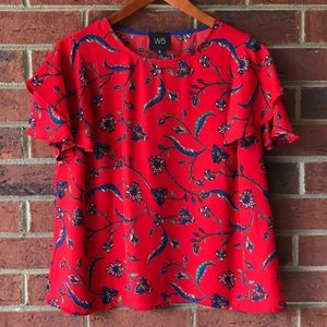 W5 Anthropologie | floral blouse w/ ruffle sleeves